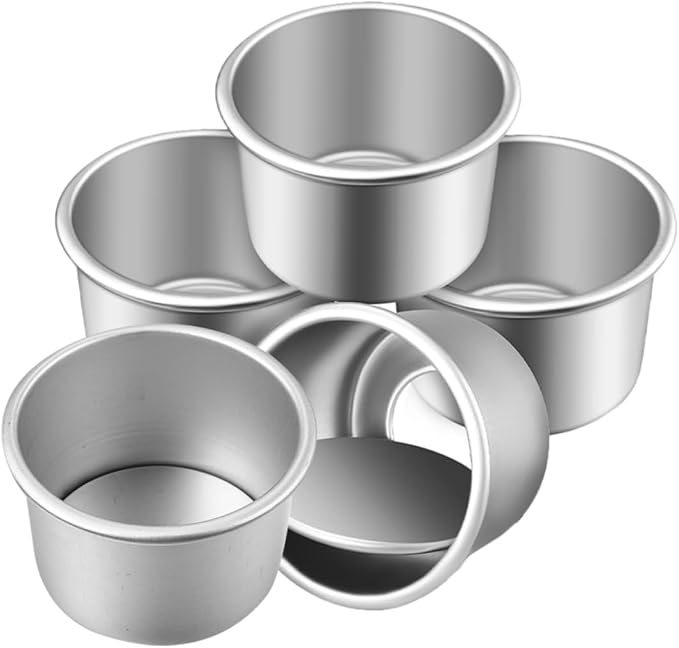 SECFOU 5-Piece Removable Bottom Round Cake Pan Set 2-Inch Aluminum Alloy Molds for Baking Non-Stick Metal Cake Pans for Cheese and Dessert for Home Bakers
