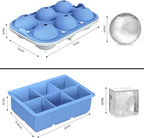 ROTTAY Ice Cube Trays (Set of 2), Sphere Ice Ball Maker with Lid & Large Square Ice Cube Maker for Whiskey, Cocktails and Homemade, Keep Drinks Chilled