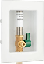 (1 Pack) Lidertik 1/2 inch CPVC Connect Pre-Assembled Ice Maker Outlet Box Valve 1/4 inch Recessed Refrigerator Water Line Wall Box with Shut Off Valve and Stainless Steel Water Hammer Arrestor 641