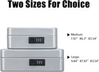 KYODOLED Cash Box with Combination Lock,Safe Metal Box for Money,Storage Lock Box with Money Tray,7.87"x 6.30"x 3.54" Lightgrey Medium