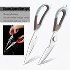 2 Pcs Heavy Duty Kitchen Shears for Food, Come Apart Design, Kitchen Scissors with Magnetic Holder, Stainless Steel Multi-function Food Cooking Magnetic Scissors for Fridge (White and Blue)