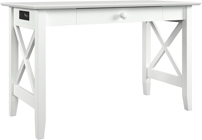 AFI Lexi Desk with Drawer and Charging Station in White