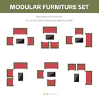Patio Furniture Set 4 Pieces Conversation Sets Outdoor Wicker Rattan Chairs Garden Backyard Balcony Porch Poolside Loveseat with Soft Cushion and Tempered Glass Table(Brown/Red)