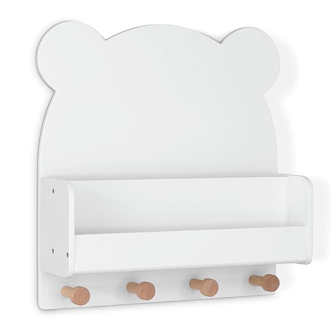 Delta Children babyGap Charlie 6-in-1 Convertible Crib + Brannan Bear Bookcase with Bins + Brannan Bear Wall Shelf with 4 Hooks, Bianca White (Bundle)