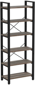IRONCK Bookshelf 6-Tier Ladder Shelf 110lbs/shelf Display Shelf Vintage Industrial Style Bookcase for Home Office, Living Room