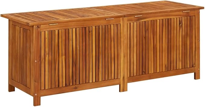 vidaXL Outdoor Storage Box, Deck Box with Gas-Lift Lid, Storage Chest with Water-Resistant Zippered Bag Inside, 59.1''x19.7''x22.8'', Solid Acacia Wood