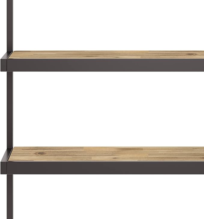 SIMPLIHOME Erina SOLID ACACIA WOOD 36 Inch Rectangle Modern Industrial Bookcase in Distressed Golden Wheat, for The Living Room, Study Room and Office