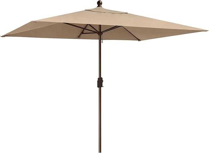 EliteShade USA 10-Year-Non-Fading 6.5x10Ft Rectangular Market Umbrella Patio Umbrella Outdoor Table Umbrella with Ventilation（Hrather Beige）