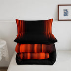 Geometric Abstract Ombre Comforter Set Kids Teens Orange Red and Black Striped Bedding Bed Set Decor Modern Fashion Comforter Inner Fill Bedroom Collection 2Pcs Twin Size