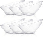BESTVIP 54oz Clear Plastic Serving Bowls for Party - 12 Pack Angled Disposable Serving Bowls, Party for Chips, Snacks, Fruit, Salad - Bowls for Parties, Daily Use, Catering, Christmas