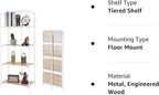 No Assembly Folding Bookshelf, 4 Tier White Bookshelf, Metal Book Shelf for Storage, Folding Bookcase for Office Organization and Storage, 12.6" D x 22.44" W x 55.51" H