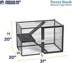 Prevue Pet Products Ferret Stacking Cage Add-On Unit - Extra Level with Ramps and Platform for Modular Ferret Habitat, Accessories for Cage Expansion with Shelves & Ladders for Climbing - Black