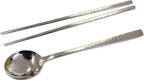 GARASANI Korean Traditional Cutlery Stainless Steel Spoons and Chopsticks Set (Silver Hunminjeongeum)