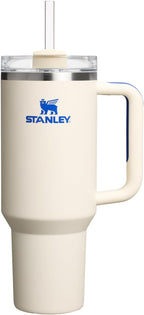 STANLEY Quencher H2.0 Flow State Tumbler, 40 oz, Cream Royal | Handle and Straw | 3-Position Lid | Cup Holder Compatible for Travel | Insulated Stainless Steel Cup | BPA-Free