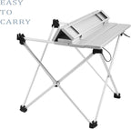 Grope Small Folding Camping Table, Aluminum Beach Table for Sand (Silver-S) | Portable & Easy to Carry, With Carry Bag for Camping, Prefect for Outdoor, Picnic, BBQ, Cooking, Festival, Beach, Home Use