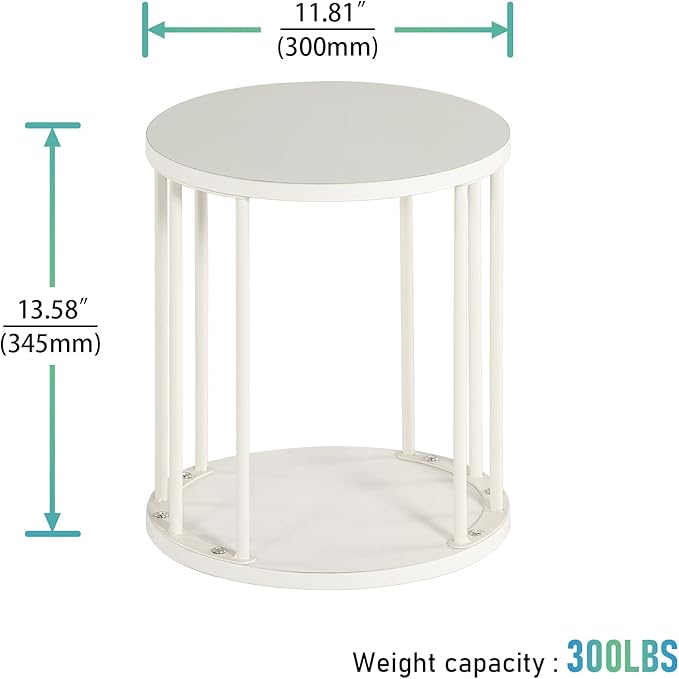 HDANI Small Round Wooden Step Stool for Kids Adults, 300lbs Load Capacity Garden Stool, Non-Slip Small Stool for Plant Stand, Kitchen, Bathroom and Bedroom, White