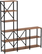 Tribesigns 9 Shelves Bookshelves, Industrial Ladder Corner Etagere Bookcase, Rustic 6-Tier Display Open Shelf Storage Organizer for Living Room