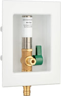 (1 Pack) Lidertik 1/2 inch Expansion PEX-A Pre-Assembled Ice Maker Outlet Box Valve 1/4 inch Recessed Refrigerator Water Line with Shut Off Valve and Stainless Steel Water Hammer Arrestor LI-ZBQH-631