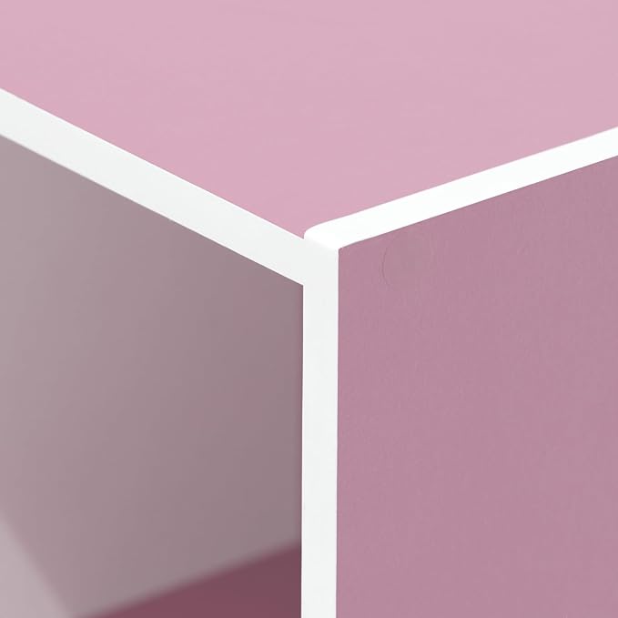 Furinno 3-Tier Open Shelf Bookcase, White/Pink 11003WH/PI