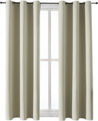 ChrisDowa Grommet Room Darkening Curtains for Bedroom and Living Room - 2 Panels Set Thermal Insulated Blackout Curtains (Beige, 38W x 54L)