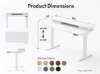 BANTI 60x24 Inch Electric Standing Desk with Double Drawers, Adjustable Height Stand Up Desk, Sit Stand Home Office Desk with Storage Shelf, White Top