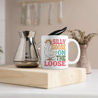 Silly Goose On The Loose Funny 11oz Double-Sided Ceramic Mug, Sarcastic Coffee Mug for Coworker Animal Lover, Silly Goose Cup, Graduation Christmas Birthday Gifts for Sister Friend Coffee Lover