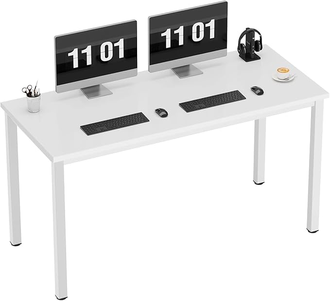 sogesfurniture 55.1 inches Office Desk Computer Desk Gaming Desk Computer Table Sturdy Writing Workstation for Home Office, White