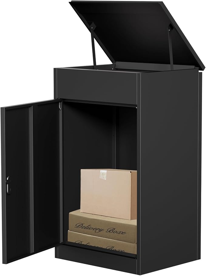 Package Delivery Boxes for Outside,Enlarged Porch Box for Packages with Coded Lock,Large Space,Waterproof,Cold-Rolled Steel Package Lock Box (19.7”x16.1”x33.5”)