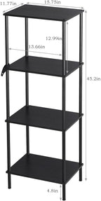 melos 4 Tier Bookshelf, Classically Tall Bookcase Shelf Storage Organizer, Modern Book Shelf for Bedroom, Living Room and Home Office, Black