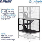 Prevue Pet Products Ferret Stacking Cage Add-On Unit - Extra Level with Ramps and Platform for Modular Ferret Habitat, Accessories for Cage Expansion with Shelves & Ladders for Climbing - Black