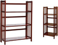 Casual Home 3-Shelf Folding Stackable Bookcase (27.5" Wide)-Walnut & 3-Shelf Folding Bookcase (14" Wide)-Walnut