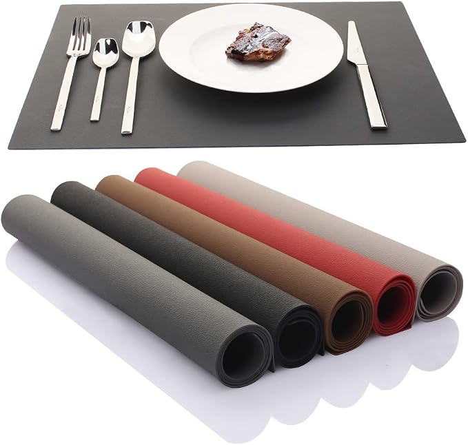 ME.FAN Silicone Placemats [17.7''x12.6''] Heat-Resistant Thicken Non-Slip Tablemats Non-Skid Table Mats Set of 4 (Yellow)