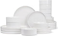 Famiware Nebula Plates and Bowls Set, 24 Pieces Dinnerware Sets, Dishes Set for 8, White