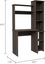 NicBex Laik-DW-00077-DX Desks, 38.7" W x 17.8" D x 63.9" H, Brown