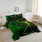 Honeycomb Comforter Green Yellow Hexagonal Print Bedding Set for Kids Boys Girls Children Beehive Geometrical Comforter Set Ultra Soft Decor Reticulated Duvet Set King Size