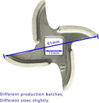 2 Pcs #12 Meat Grinder Blade Stainless Steel Knife Cutter Replacement for Grinders, Please check the size and shape