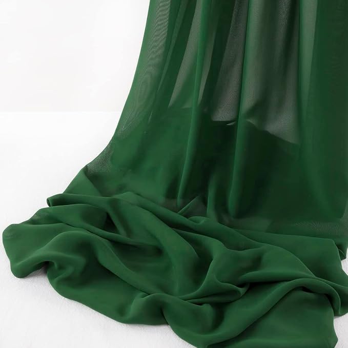 Pack of 12 | Hunter Green | 10ft Chiffon Table Runner 29x120 Inches Long Romantic Rustic Sheer Gauze Runner for Wedding Bridal Shower Birthday Banquets Engagement Spring Easter Boho Decorations
