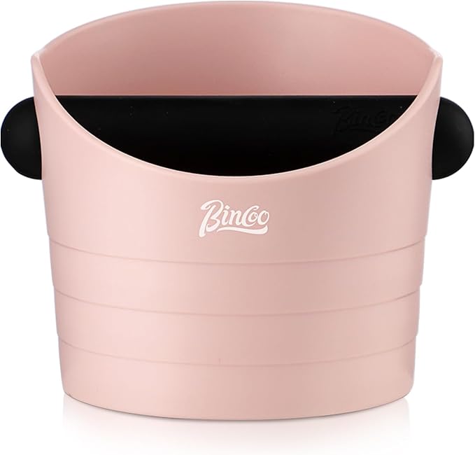 Pink Espresso Knock Box - Bincoo Pink Espresso Machine Knock Box/Espresso Grounds Knock Box, Barista Style Coffee Knock Box for Grounds with Removable Shock-Absorbent Knock Bar and Anti-Slip Base.
