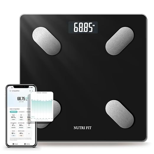 NUTRI FIT Smart Scale for Body Weight Body Composition Monitor, Bathroom Digital Weighing Scale with BMI, Body Fat, Muscle Mass, Accurate Bluetooth Home User Health Equipment Sync Apps