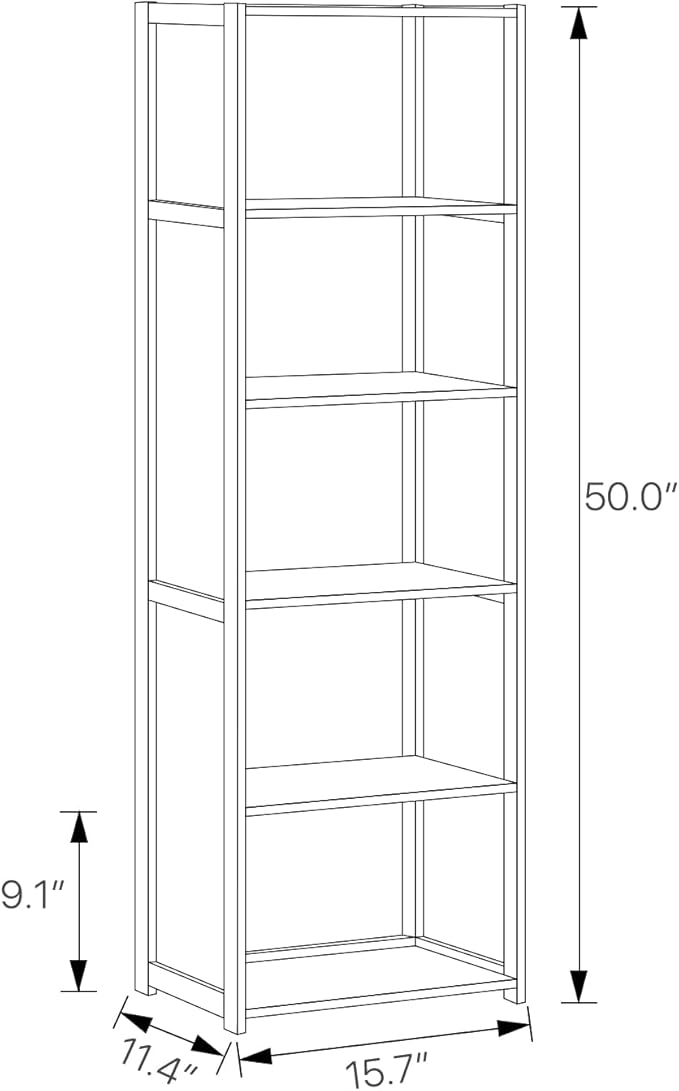 MoNiBloom Bamboo 5 Tier Free Standing Narrow Bookcase Display Storage Shelves Collection Décor Furniture for Home Office Living Room, Brown