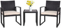 Shintenchi 3 Pieces Outdoor Patio Furniture Set Modern Black Wicker Bistro Set Rattan Chair Conversation with Coffee Table for Yard Porch Poolside Lawn(Beige)