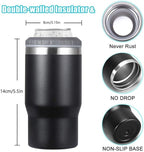 14oz 4 in 1 Stainless Steel Can Cooler Beer Bottle Insulator With 2 Lids for 12oz can&bottle, Double walled insulated Thermocooler &Travel Mug Holder Keeping Your Bevearge Cold (Orange#)