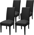 Fuloon 4 Pack Super Fit Stretch Removable Washable Short Dining Chair Protector Cover Seat Slipcover for Hotel, Dining Room, Ceremony, Banquet Wedding Party | Solid Black, Set of 4, Super Fit, Stretch, Removable, Washable, Suits for Hotel, Dining Room,...