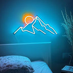 Ulalaza LED Decorative Lights USB Mountains Sunrise Sunset Led Neon Signs Home Decoration Wall Art Holiday Gift Brightness Adjustable 13.4''x6.7''