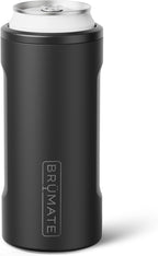 BrüMate Hopsulator Slim Can Cooler Insulated for 12oz Slim Cans | Skinny Can Insulated Stainless Steel Drink Holder for Hard Seltzer, Beer, Soda, and Energy Drinks (Matte Black)