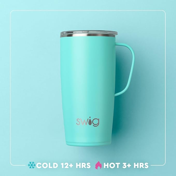 Swig Life 22oz Insulated Travel Mug with Handle & Lid, Wild Thing | Triple Insulated Stainless Steel - Handle & Lid Included - Keeps Coffee Hot or Cold - Cup Holder Friendly
