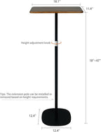 Portable Laptop Floor Stand, Bedside/Sofa Table with Height Adjustable 18''~47'', Stylish Movable Workstation Floor Standing Desk for Office, Meeting Room, living room Easy Assembly, Black
