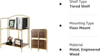 No Assembly Folding Bookshelf for Living Room, 2 Tier Gold Collapsible Book Shelf for Home Office, Portable Bookcase Storage Organizer