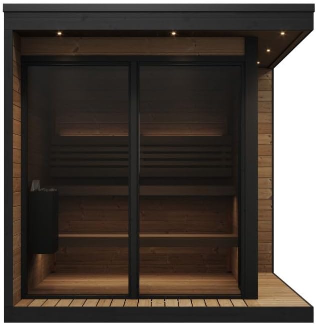 GL6 Outdoor Sauna Kit, Garden Luxury-Series Outdoor DIY Sauna Kit, Thermo-Spruce, up to 6 Persons Bundles (Sauna Heater and Sauna Stones Included) (HIVE MINI 11 WiFi - White)