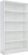 STARY 5 Shelf White Bookcase 60 inch Tall Wood Bookshelf for Bedroom